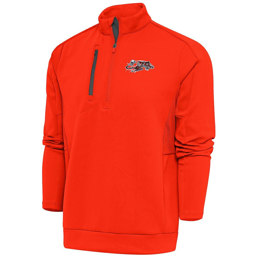 Cincinnati Bengals Antigua Team Logo Throwback Generation Quarter-Zip Pullover Top Orange - NFL
