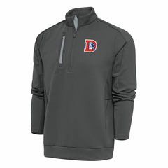 Denver Broncos Antigua Team Logo Throwback Generation Quarter-Zip Pullover Top Charcoal - NFL