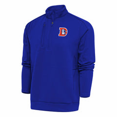 Denver Broncos Antigua Team Logo Throwback Generation Quarter-Zip Pullover Top Royal - NFL
