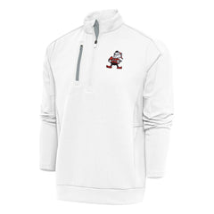 Cleveland Browns Antigua Team Logo Throwback Generation Quarter-Zip Pullover Top White - NFL