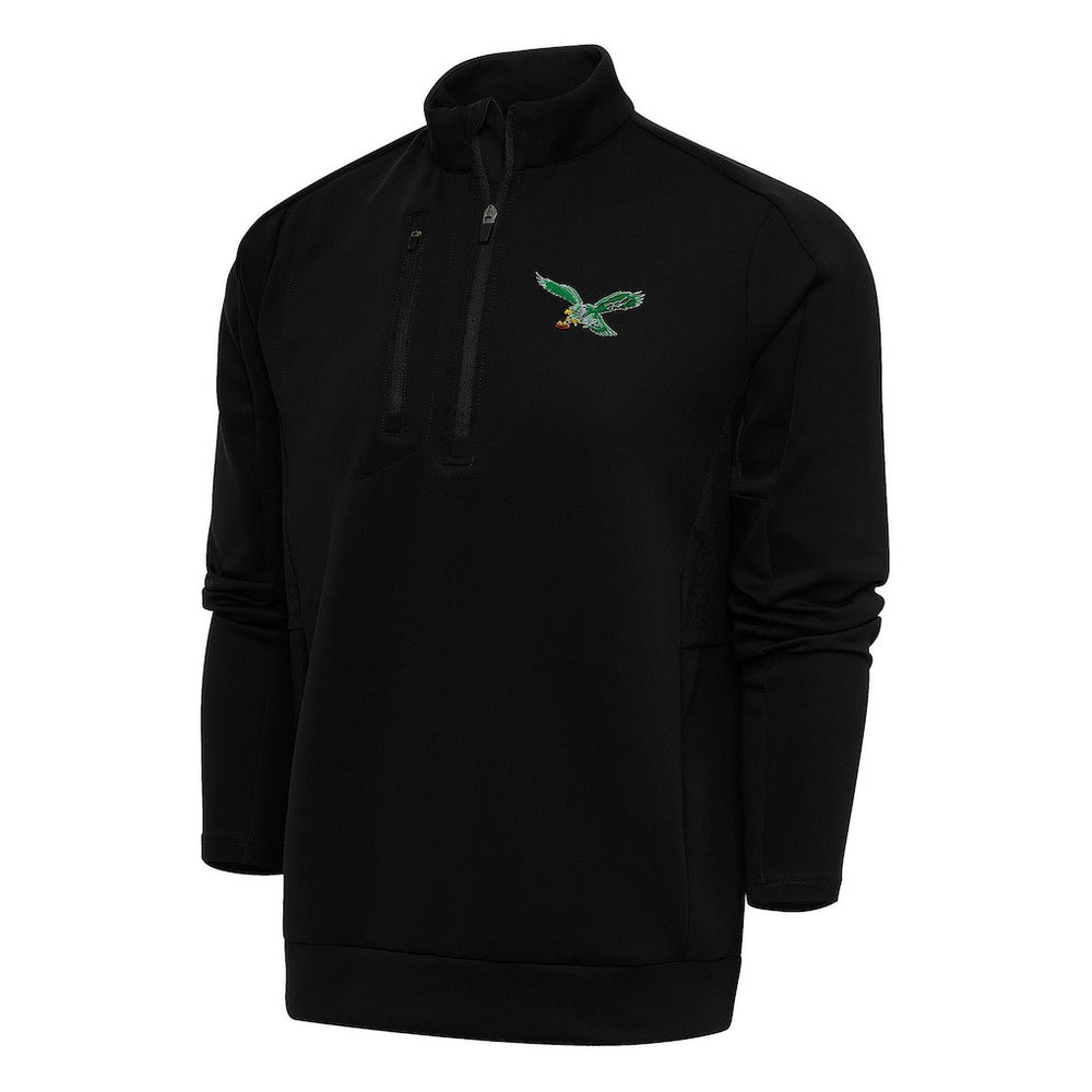 Philadelphia Eagles Antigua Team Logo Throwback Generation Quarter-Zip Pullover Top Black - NFL