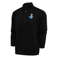 Detroit Lions Antigua Team Logo Throwback Generation Quarter-Zip Pullover Top Black - NFL