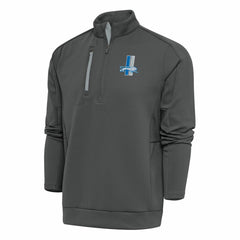 Detroit Lions Antigua Team Logo Throwback Generation Quarter-Zip Pullover Top Charcoal - NFL