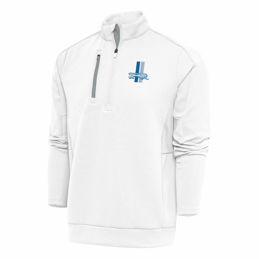 Detroit Lions Antigua Team Logo Throwback Generation Quarter-Zip Pullover Top White - NFL