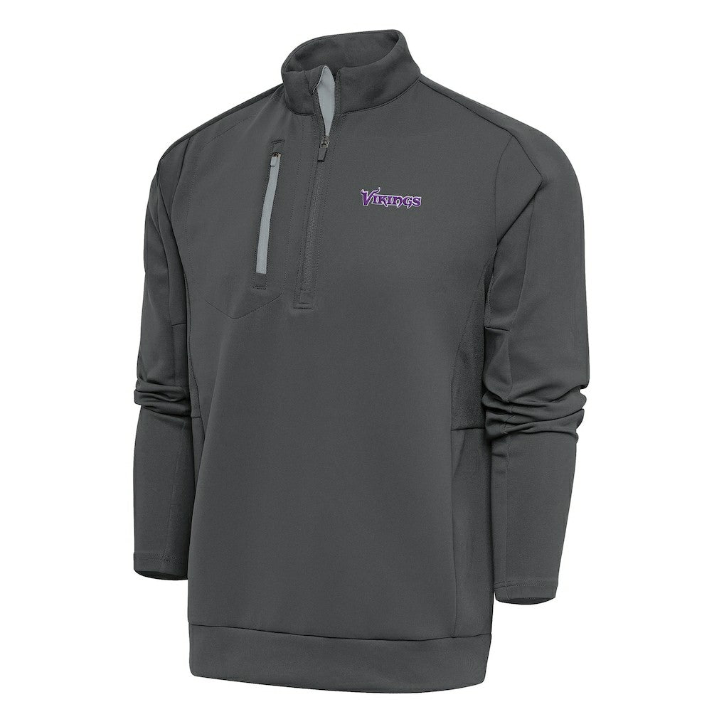 Minnesota Vikings Antigua Team Logo Throwback Generation Quarter-Zip Pullover Top Charcoal - NFL