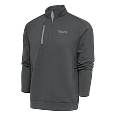 Minnesota Vikings Antigua Team Logo Throwback Generation Quarter-Zip Pullover Top Charcoal - NFL