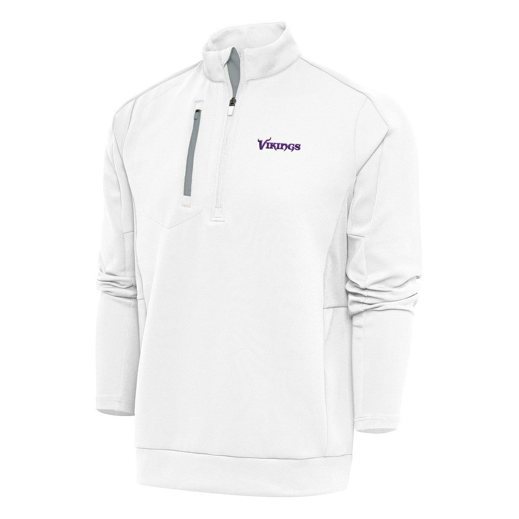 Minnesota Vikings Antigua Team Logo Throwback Generation Quarter-Zip Pullover Top White - NFL