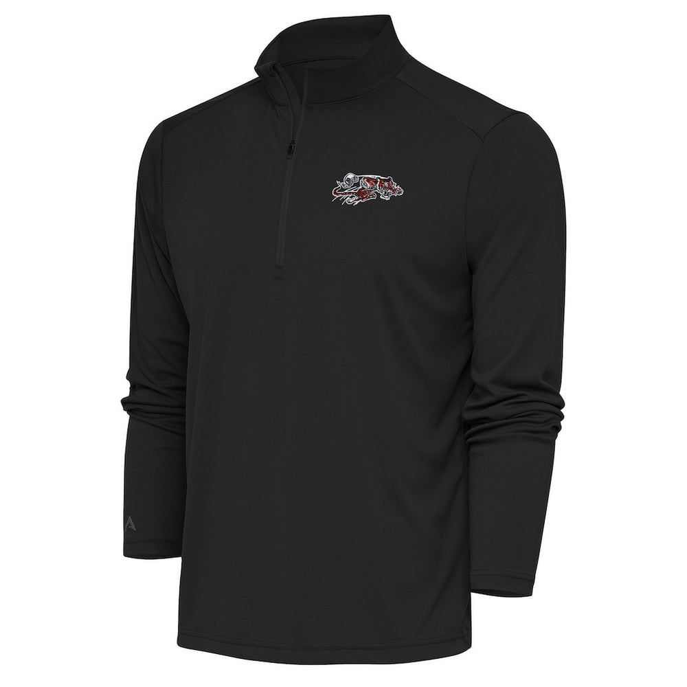 Cincinnati Bengals Antigua Team Logo Throwback Tribute Quarter-Zip Pullover Top Charcoal - NFL