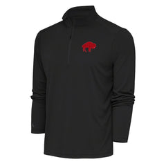 Buffalo Bills Antigua Team Logo Throwback Tribute Quarter-Zip Pullover Top Charcoal - NFL