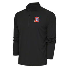 Denver Broncos Antigua Team Logo Throwback Tribute Quarter-Zip Pullover Top Charcoal - NFL