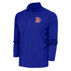 Denver Broncos Antigua Team Logo Throwback Tribute Quarter-Zip Pullover Top Royal - NFL