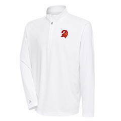 Tampa Bay Buccaneers Antigua Team Logo Throwback Tribute Quarter-Zip Pullover Top White - NFL