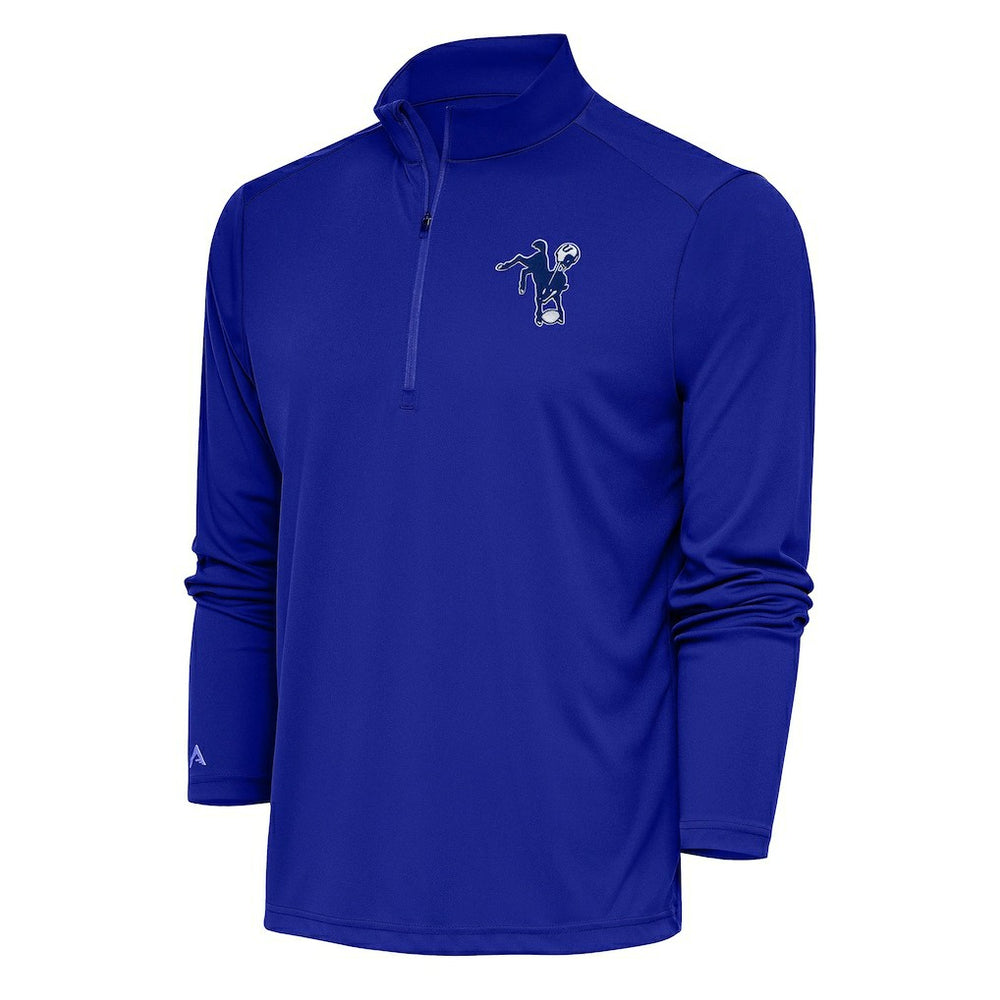 Indianapolis Colts Antigua Team Logo Throwback Tribute Quarter-Zip Pullover Top Royal - NFL