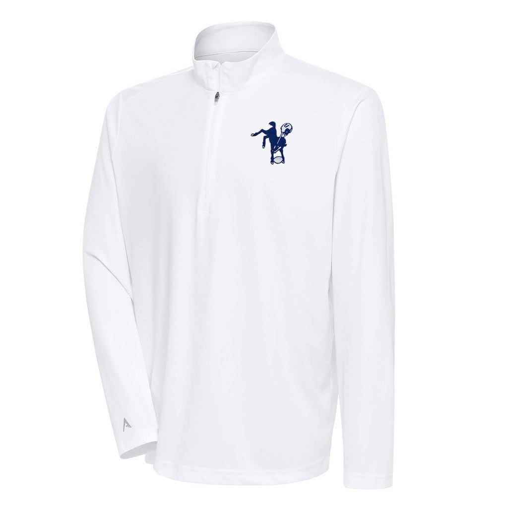 Indianapolis Colts Antigua Team Logo Throwback Tribute Quarter-Zip Pullover Top White - NFL