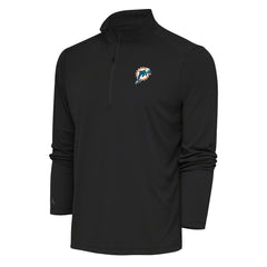 Miami Dolphins Antigua Team Logo Throwback Tribute Quarter-Zip Pullover Top Charcoal - NFL