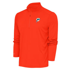 Miami Dolphins Antigua Team Logo Throwback Tribute Quarter-Zip Pullover Top Orange - NFL