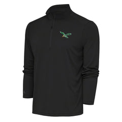 Philadelphia Eagles Antigua Team Logo Throwback Tribute Quarter-Zip Pullover Top Charcoal - NFL