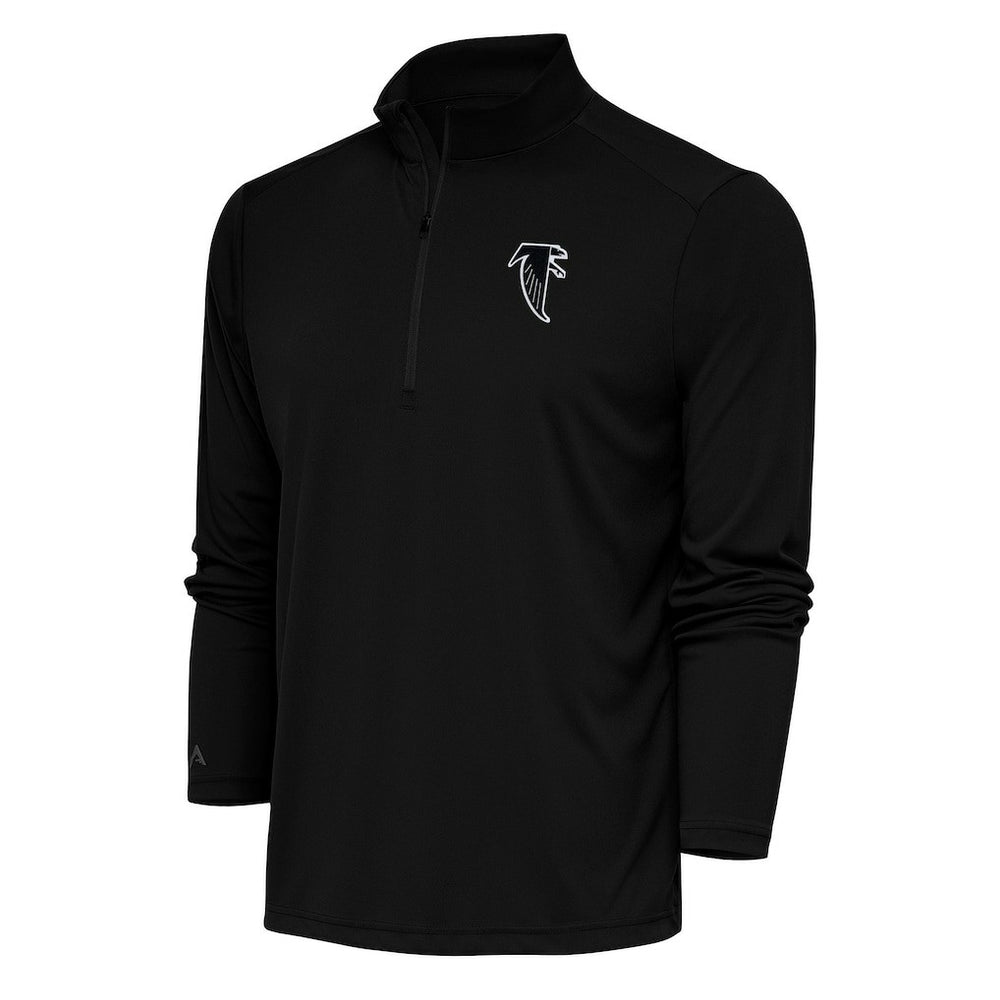 Atlanta Falcons Antigua Team Logo Throwback Tribute Quarter-Zip Pullover Top Black - NFL