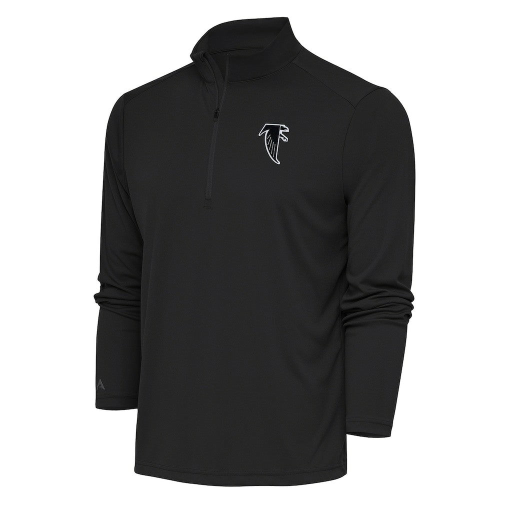 Atlanta Falcons Antigua Team Logo Throwback Tribute Quarter-Zip Pullover Top Charcoal - NFL