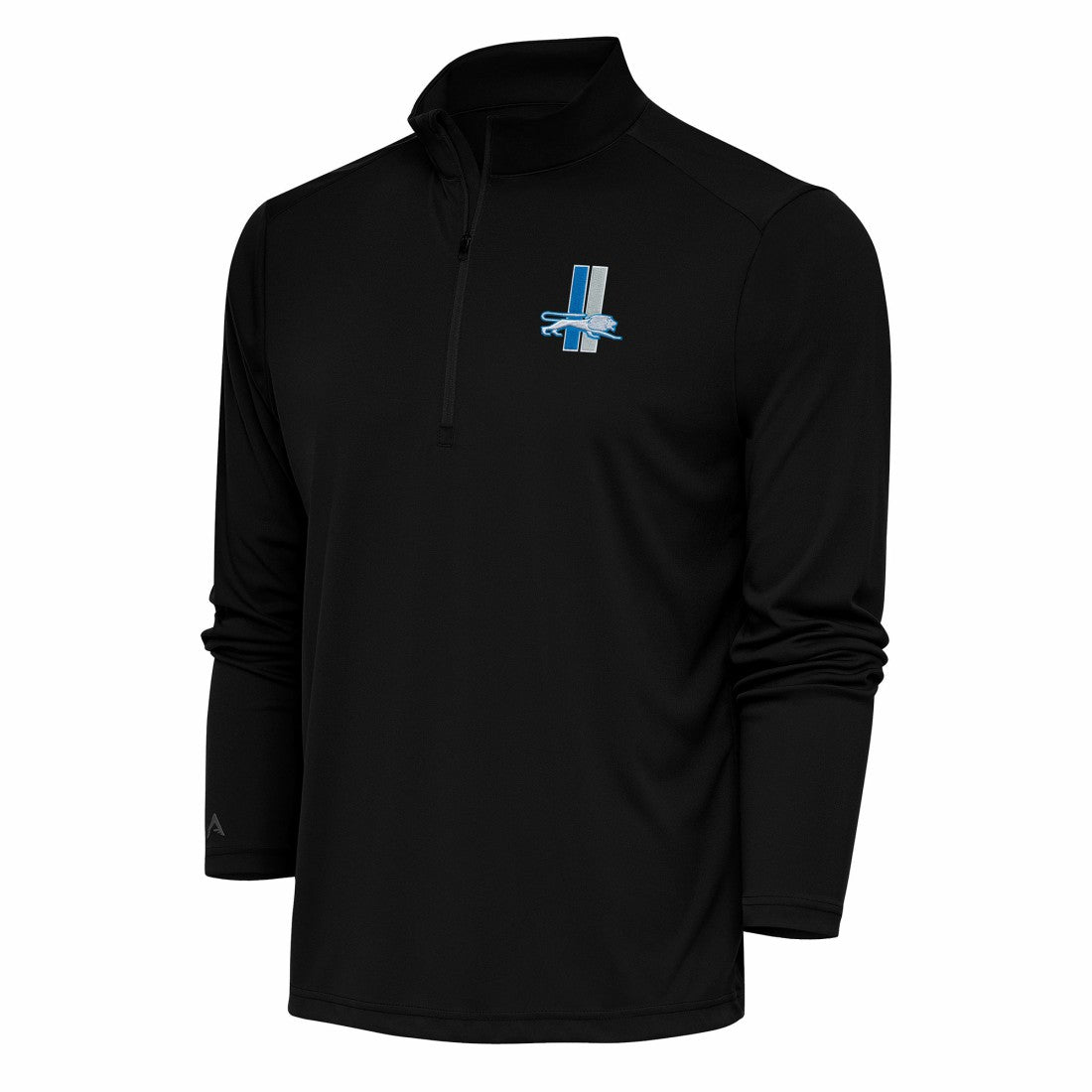 Detroit Lions Antigua Team Logo Throwback Tribute Quarter-Zip Pullover Top Black - NFL