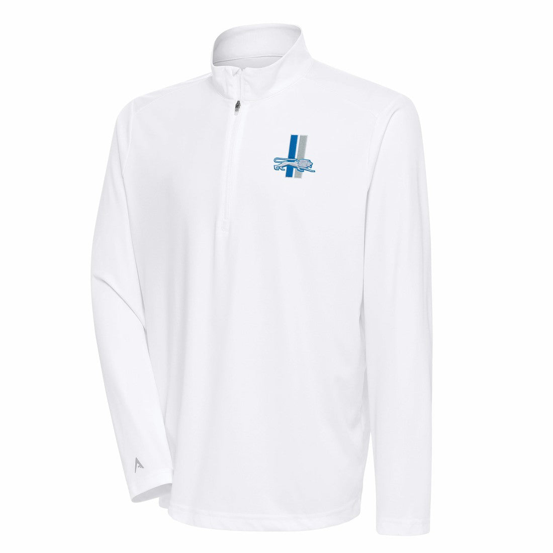 Detroit Lions Antigua Team Logo Throwback Tribute Quarter-Zip Pullover Top White - NFL