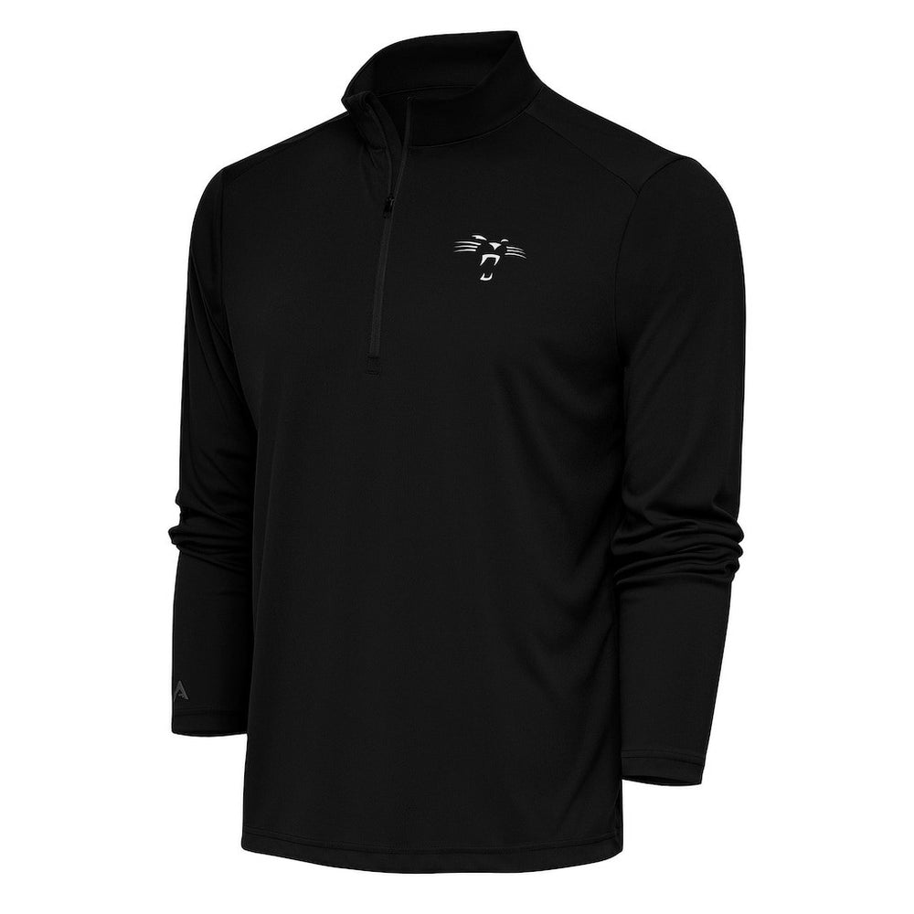 Carolina Panthers Antigua Team Logo Throwback Tribute Quarter-Zip Pullover Top Black - NFL
