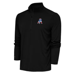 New England Patriots Antigua Team Logo Throwback Tribute Quarter-Zip Pullover Top Black - NFL