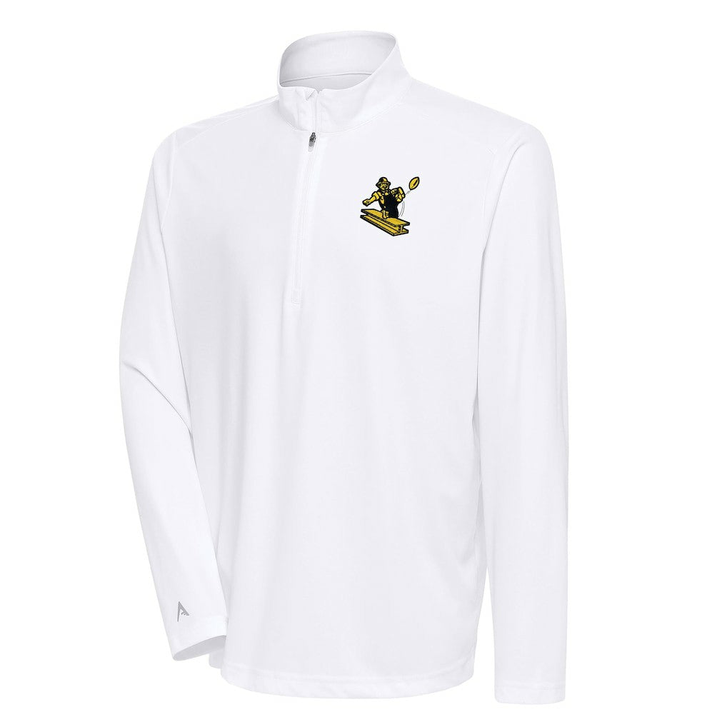 Pittsburgh Steelers Antigua Team Logo Throwback Tribute Quarter-Zip Pullover Top White - NFL