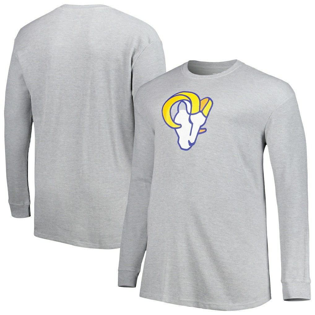 Los Angeles Rams Big & Tall Waffle-Knit Thermal Long Sleeve T-Shirt Heather Gray - NFL