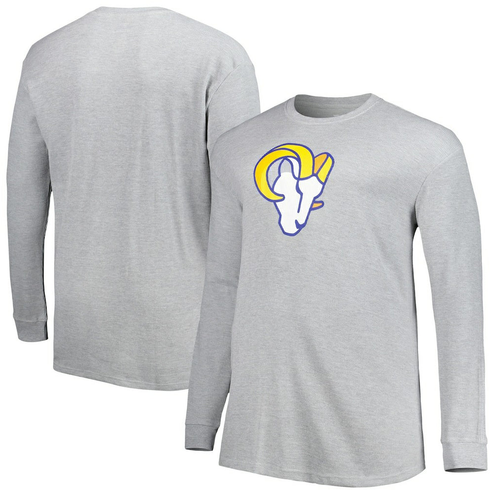 Los Angeles Rams Big & Tall Waffle-Knit Thermal Long Sleeve T-Shirt Heather Gray - NFL