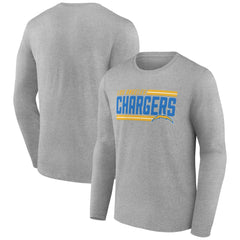 Los Angeles Chargers On Side Stripe Team Long Sleeve T-Shirt Heather Gray - NFL