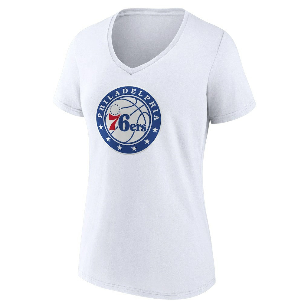 NBA - Philadelphia 76ers Women's Alternate Logo V-Neck T-Shirt - White