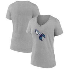 NBA - Charlotte Hornets Women's Alternate Logo V-Neck T-Shirt - Heather Gray