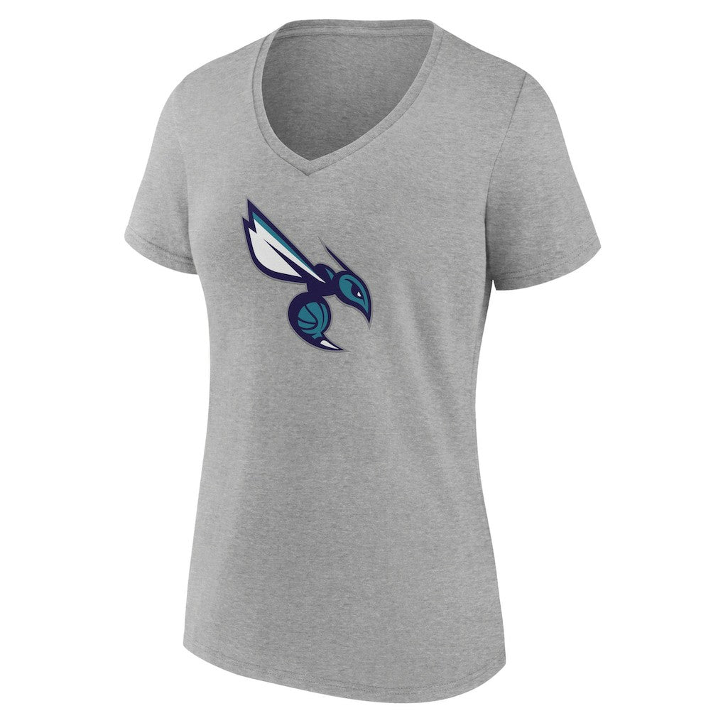 NBA - Charlotte Hornets Women's Alternate Logo V-Neck T-Shirt - Heather Gray