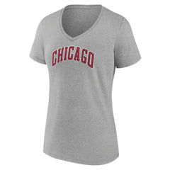 NBA - Chicago Bulls Women's Alternate Logo V-Neck T-Shirt - Heather Gray
