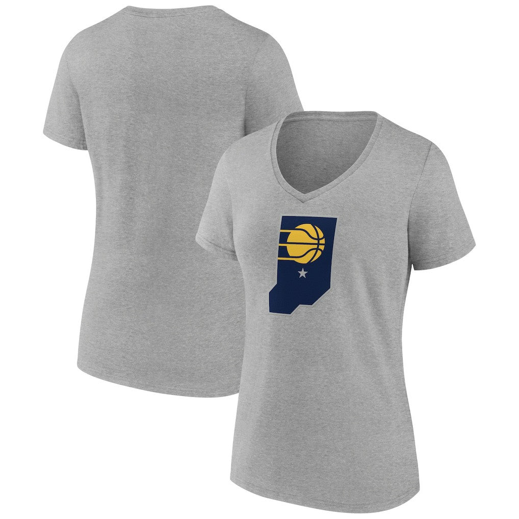 NBA - Indiana Pacers Women's Alternate Logo V-Neck T-Shirt - Heather Gray