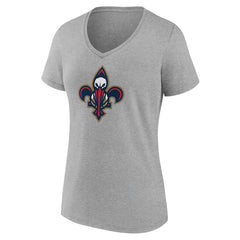 NBA - New Orleans Pelicans Women's Alternate Logo V-Neck T-Shirt - Heather Gray