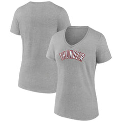 NBA - Oklahoma City Thunder Women's Alternate Logo V-Neck T-Shirt - Heather Gray