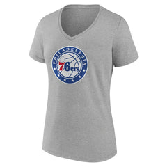 NBA - Philadelphia 76ers Women's Alternate Logo V-Neck T-Shirt - Heather Gray