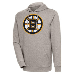 Boston Bruins Antigua Logo Action Chenille Pullover Hoodie Oatmeal