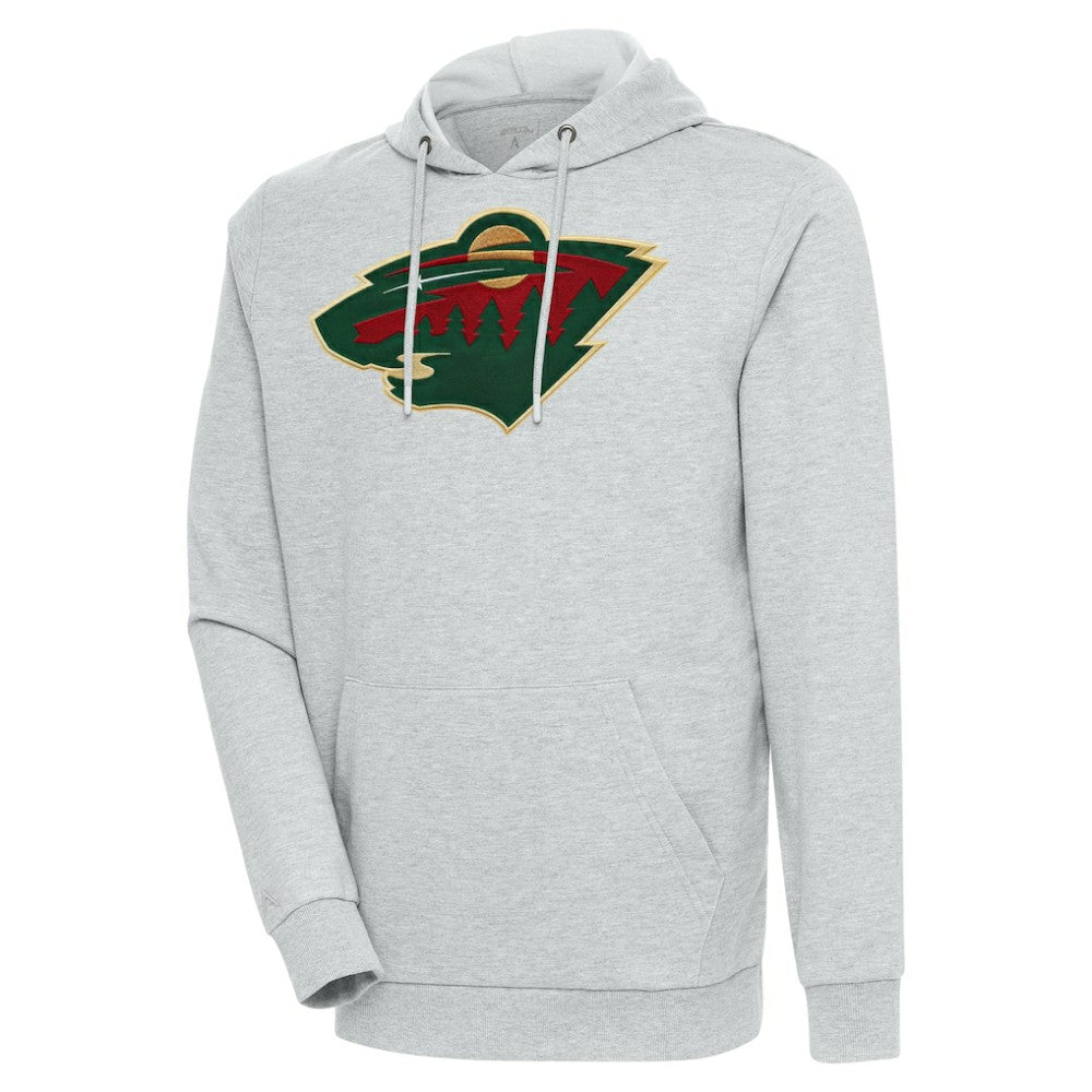 Minnesota Wild - Antigua Logo Action Chenille Pullover Hoodie Heather Gray
