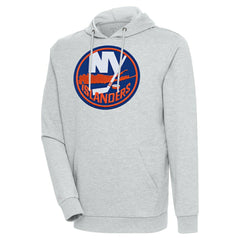 New York Islanders - Antigua Logo Action Chenille Pullover Hoodie Heather Gray