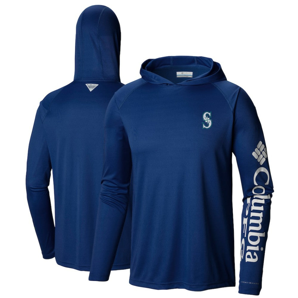 Seattle Mariners Columbia Terminal Tackle Long Sleeve Hoodie T-Shirt On Sale