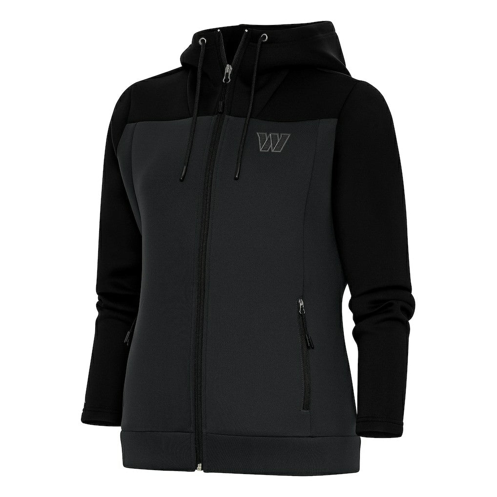 Washington Commanders Antigua Women's Tonal Logo Protect Full-Zip Hoodie Jacket Black/Charcoal - NFL