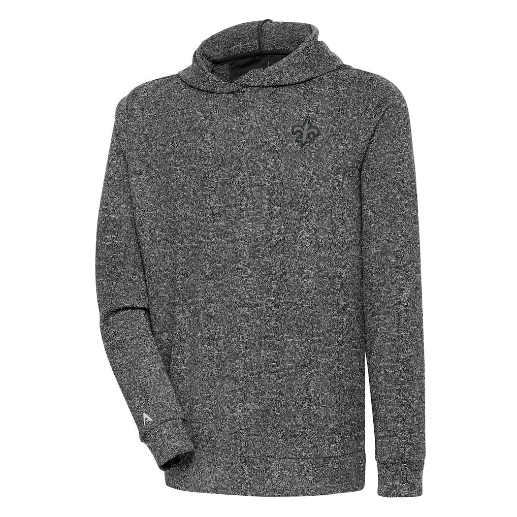 New Orleans Saints Antigua Tonal Logo Absolute Pullover Hoodie Heather Black - NFL