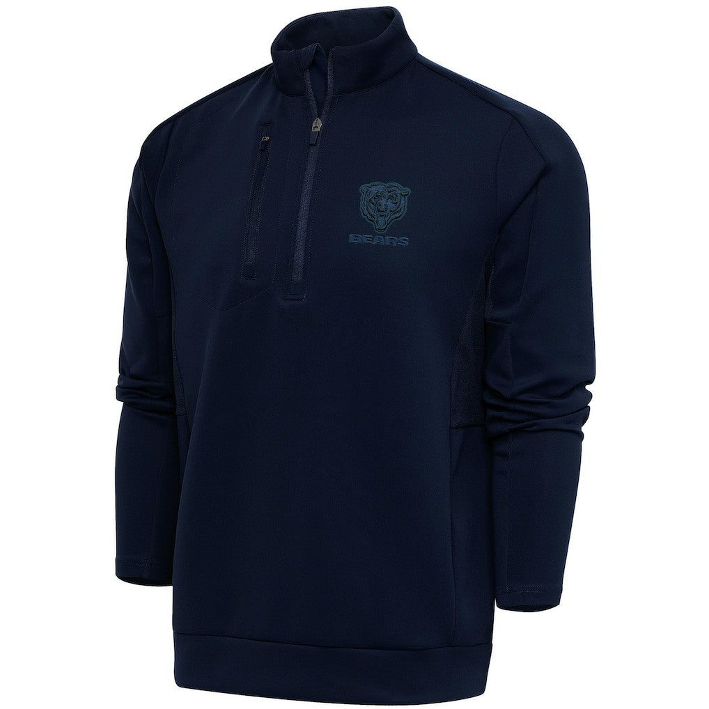Chicago Bears Antigua Tonal Logo Generation Quarter-Zip Pullover Top Navy - NFL