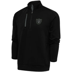 Las Vegas Raiders Antigua Tonal Logo Generation Quarter-Zip Pullover Top Black - NFL
