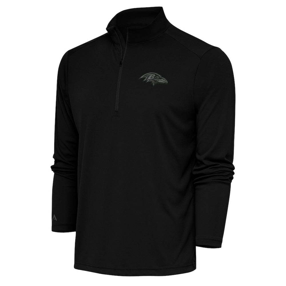 Baltimore Ravens Antigua Tonal Logo Tribute Quarter-Zip Pullover Top Black - NFL