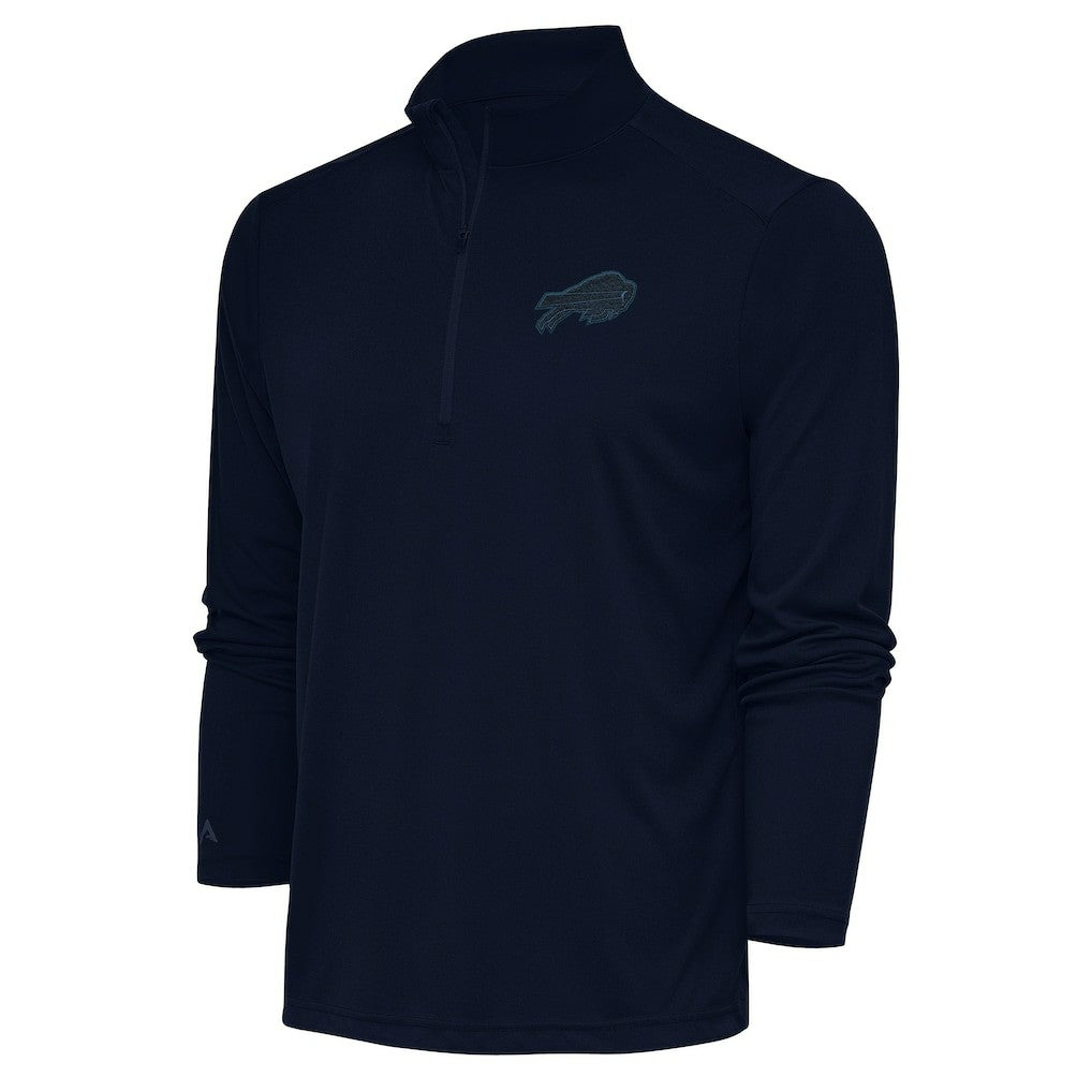 Buffalo Bills Antigua Tonal Logo Tribute Quarter-Zip Pullover Top Navy - NFL