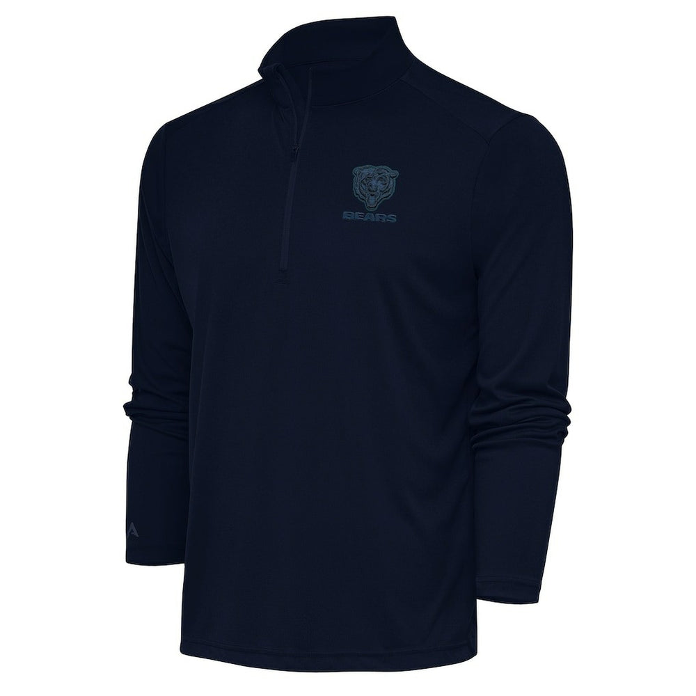 Chicago Bears Antigua Tonal Logo Tribute Quarter-Zip Pullover Top Navy - NFL